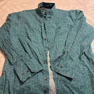 Wrangler 20X Competition Men's Large Button Up Collared  Shirt, Green Paisley LS